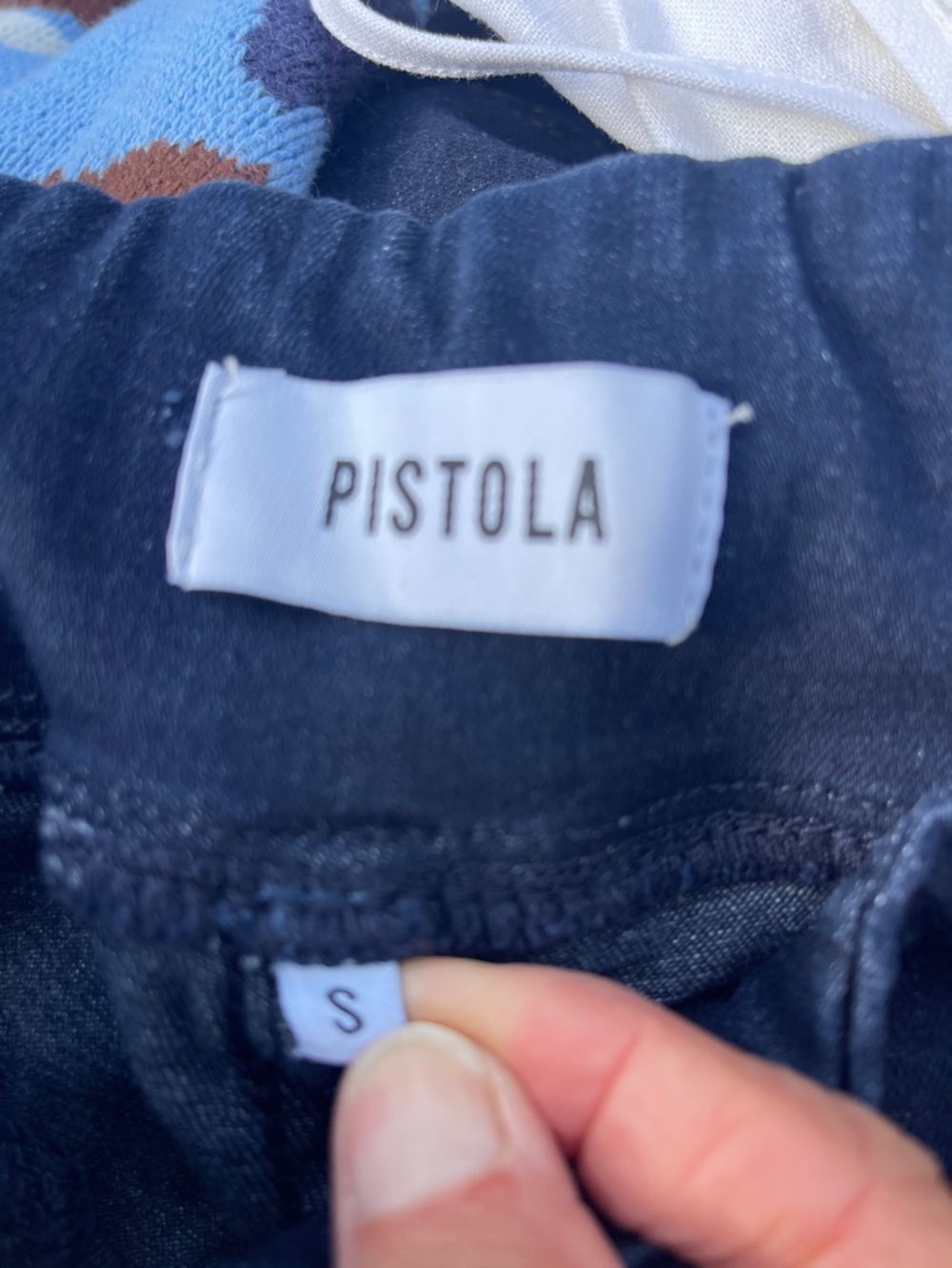 Pistola Dark Navy Denim Shorts with White Label